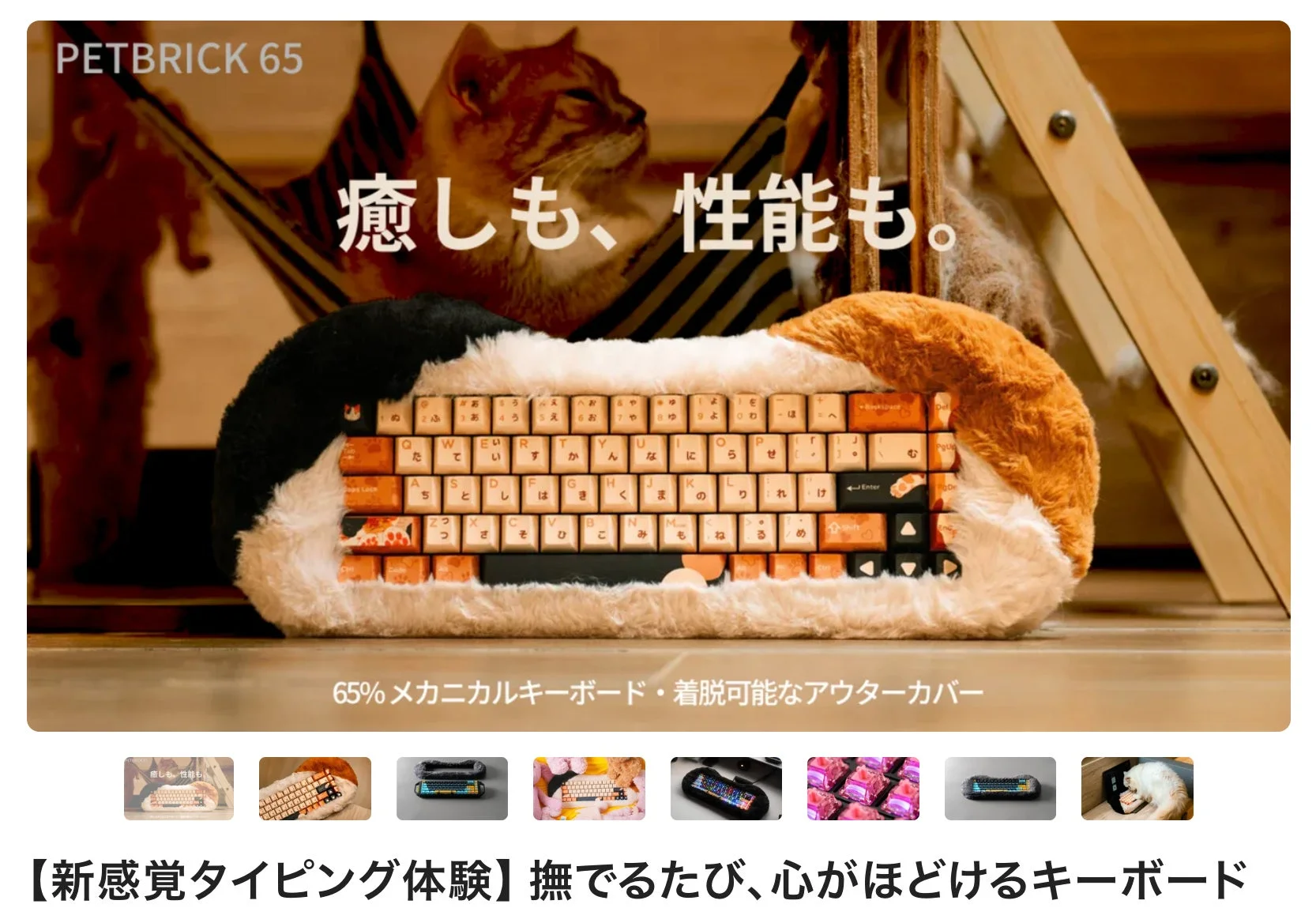 【新発売】撫でて癒されるメカニカルキーボード「PETBRICK 65」Makuakeで最大25%OFF先行予約受付開始