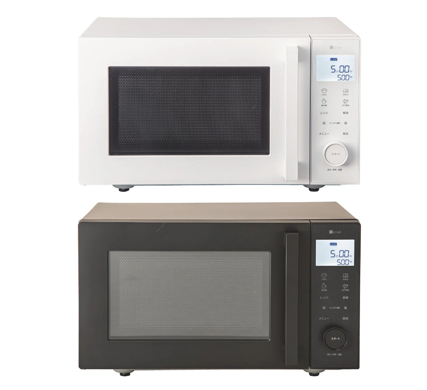 白と黒の2色のシンプルな電子レンジ