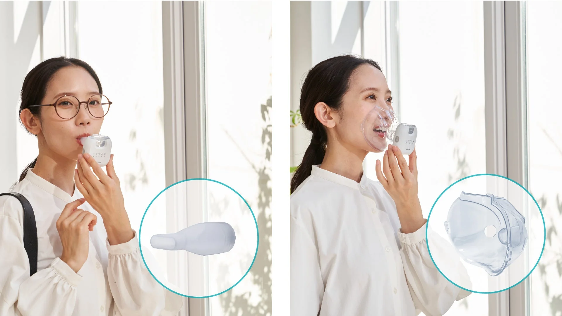 マウスピースとマスクを使用している女性