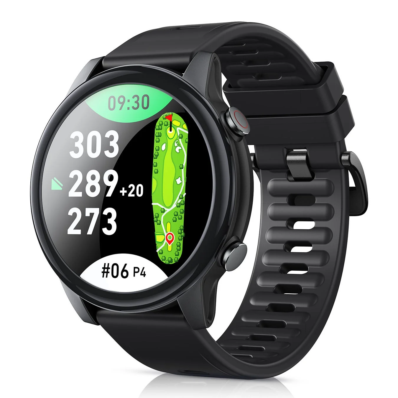 ゴルフコースのマップと距離情報を表示しているGW20