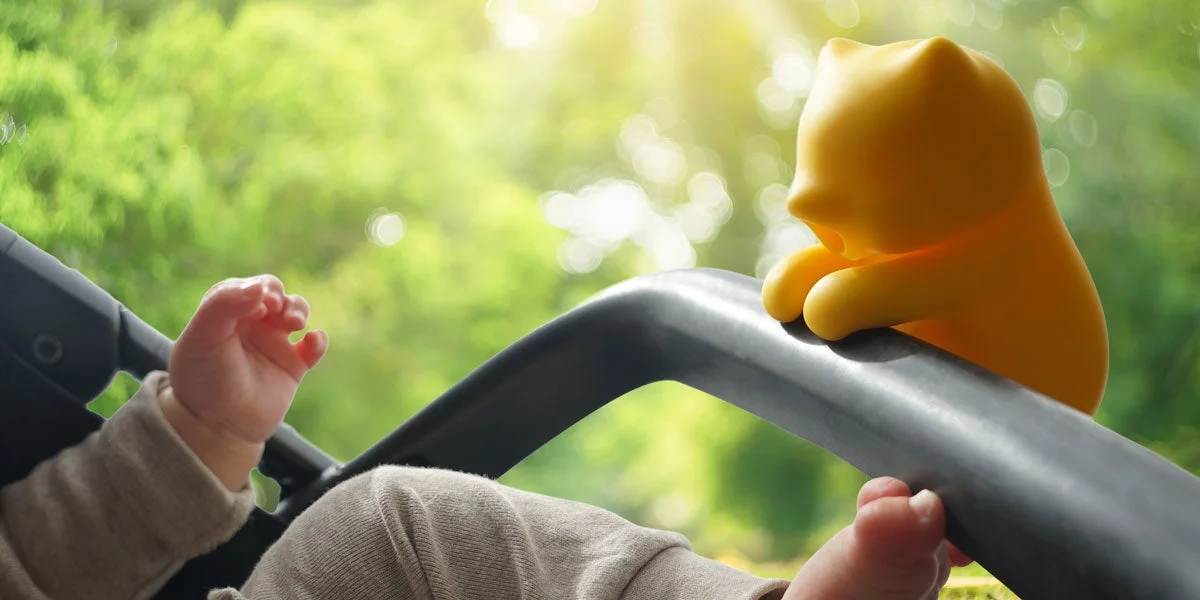 ベビーカーに固定されたBabyふーふー