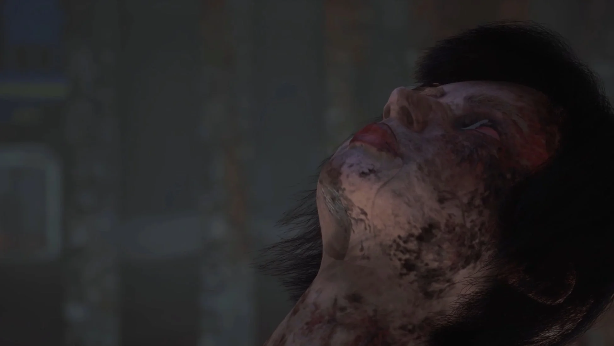 不気味な顔のクローズアップ