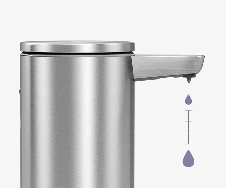 ブラシ加工された金属製のモダンな自動ソープディスペンサー