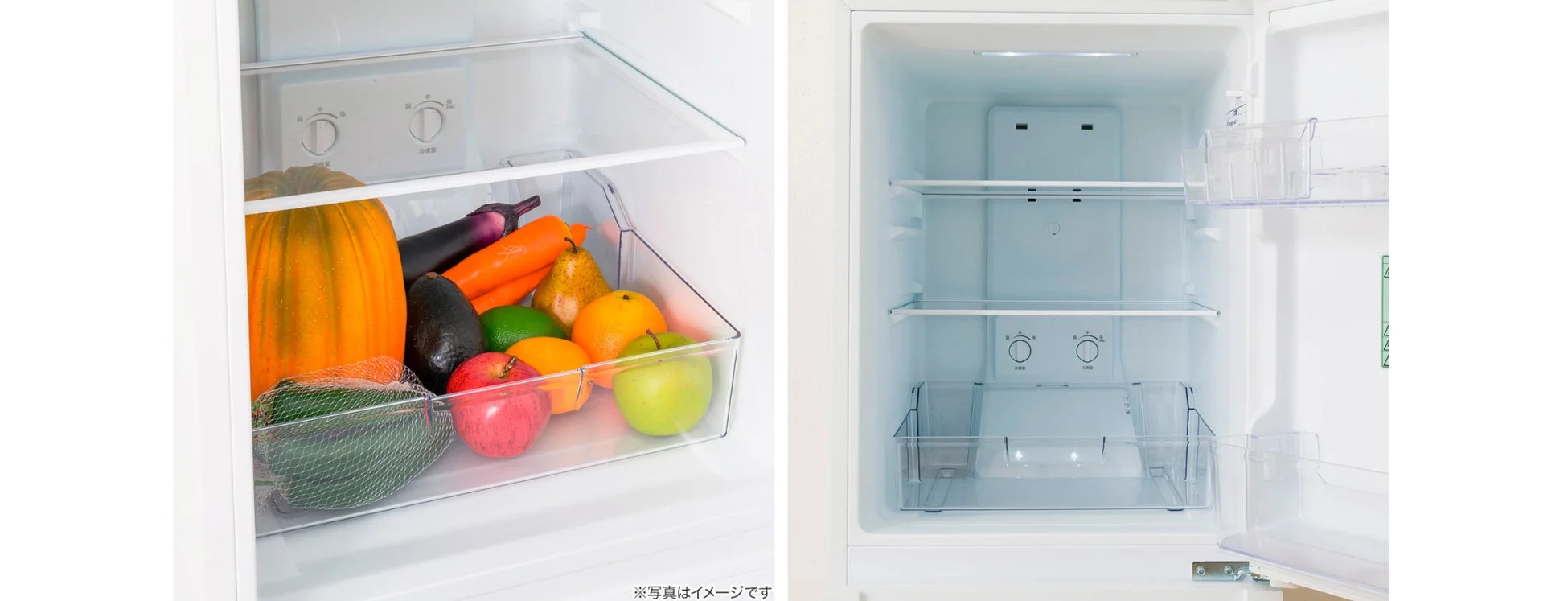 冷蔵室と冷凍室の様子