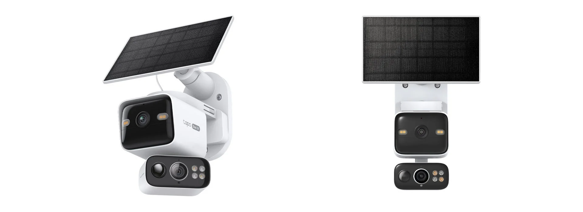 ソーラーパネル付きの白い屋外用監視カメラ