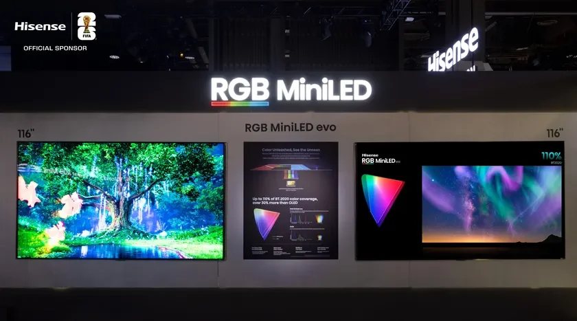 ハイセンス、世界初の「RGB MiniLED evo」を発表！ 第4色LED採用で次世代大画面体験へ