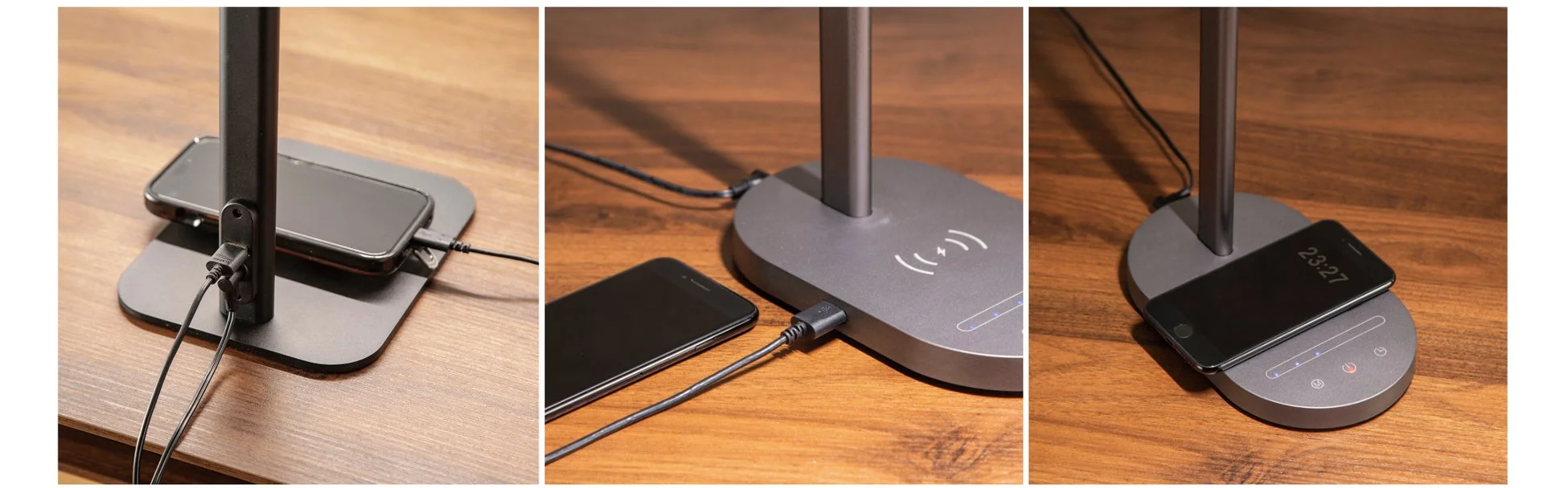 ワイヤレス充電中のスマートフォン