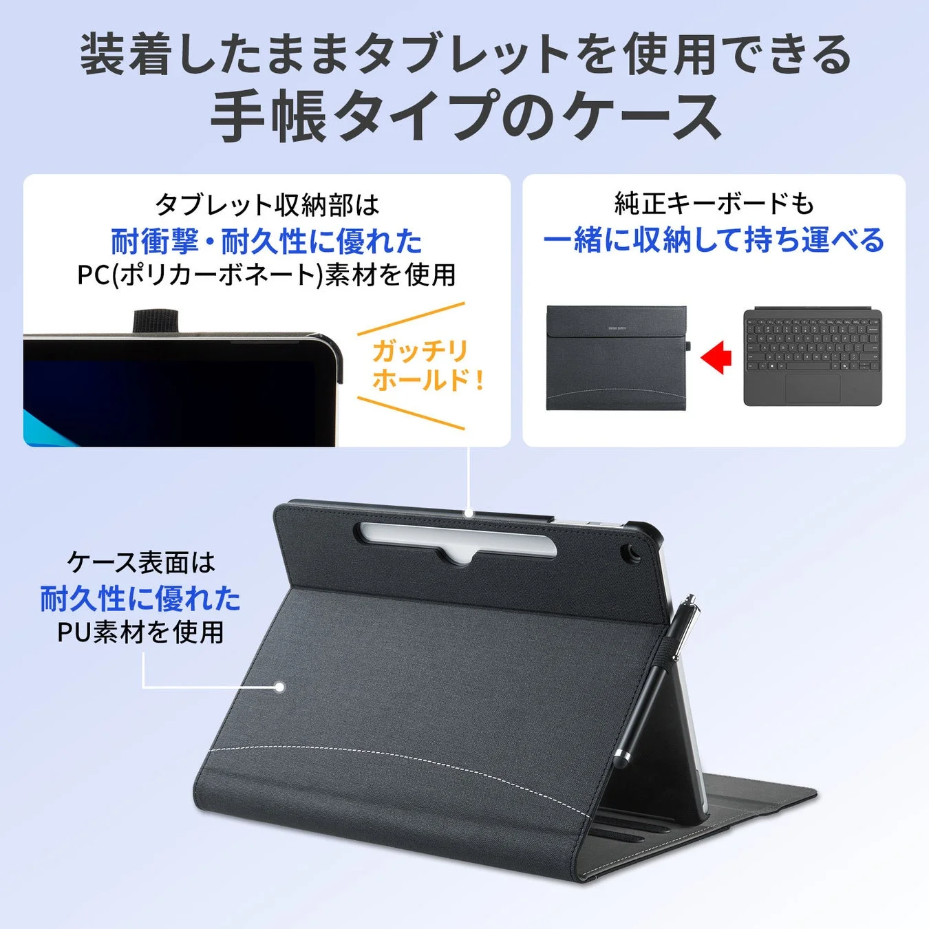 耐久性に優れたPU・PC素材