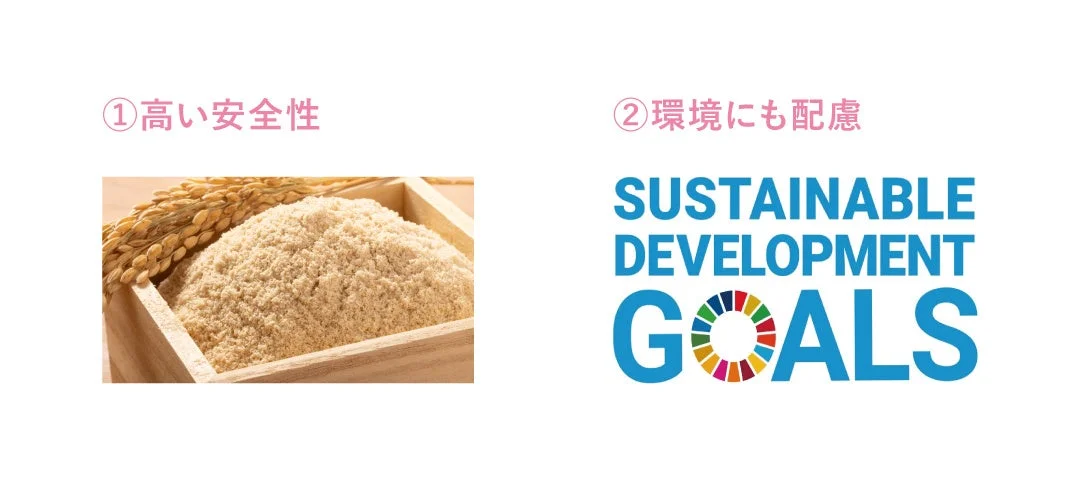 米ぬか由来原料とSDGsのロゴ