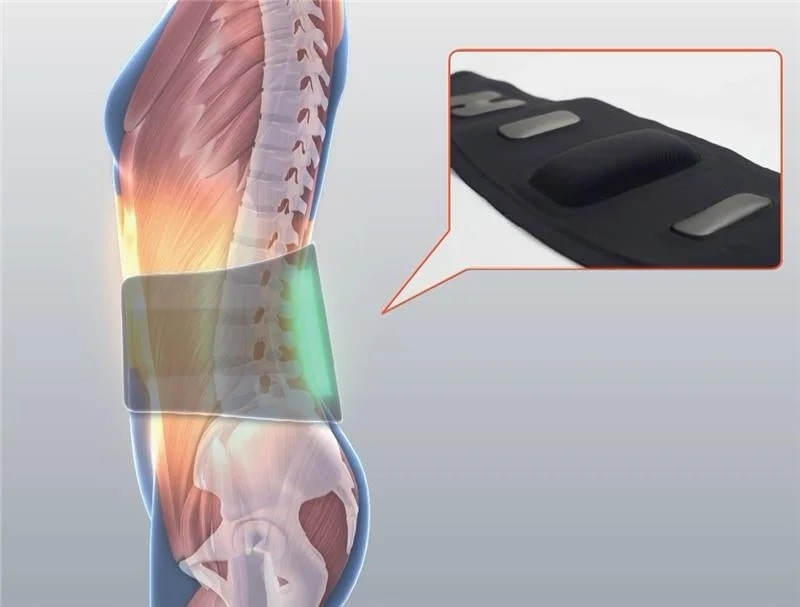 腰部に装着されたサポートベルトの内部構造イラスト
