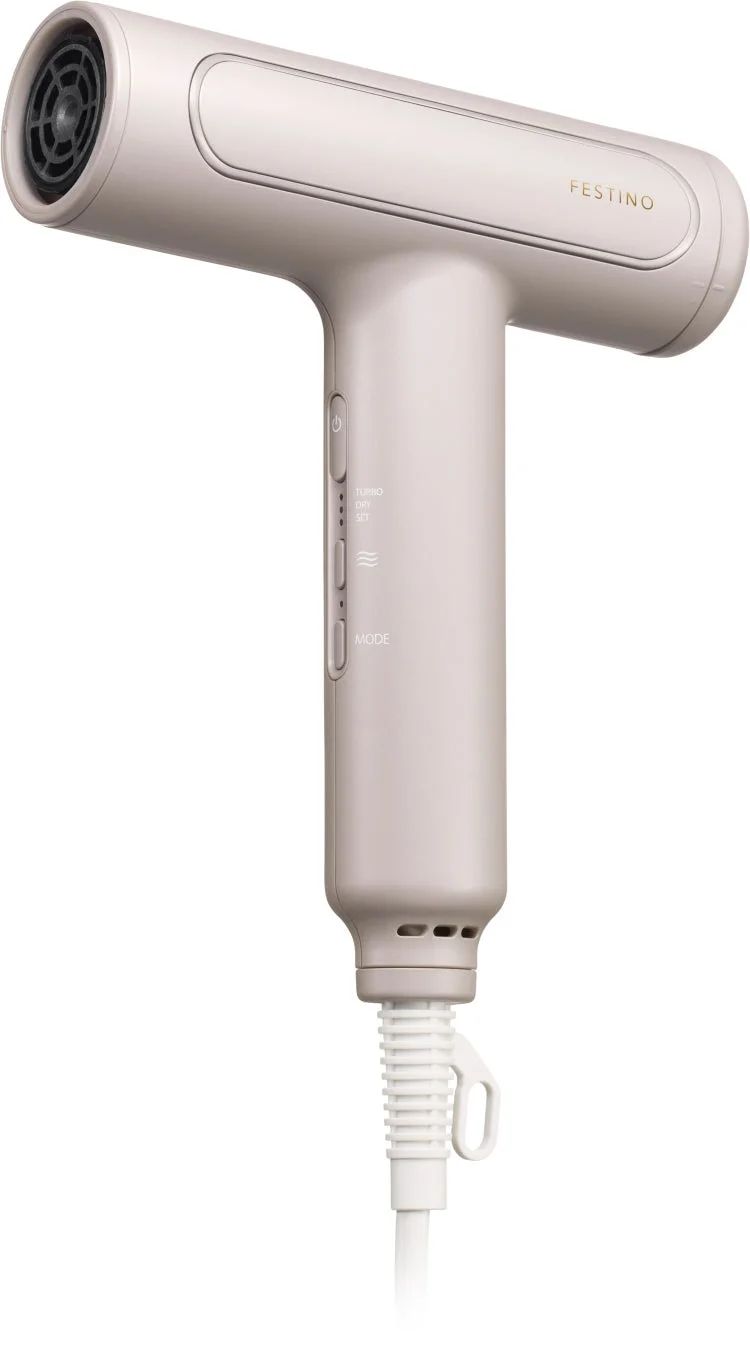 白背景にFESTINOブランドのベージュのヘアードライヤーが写っています