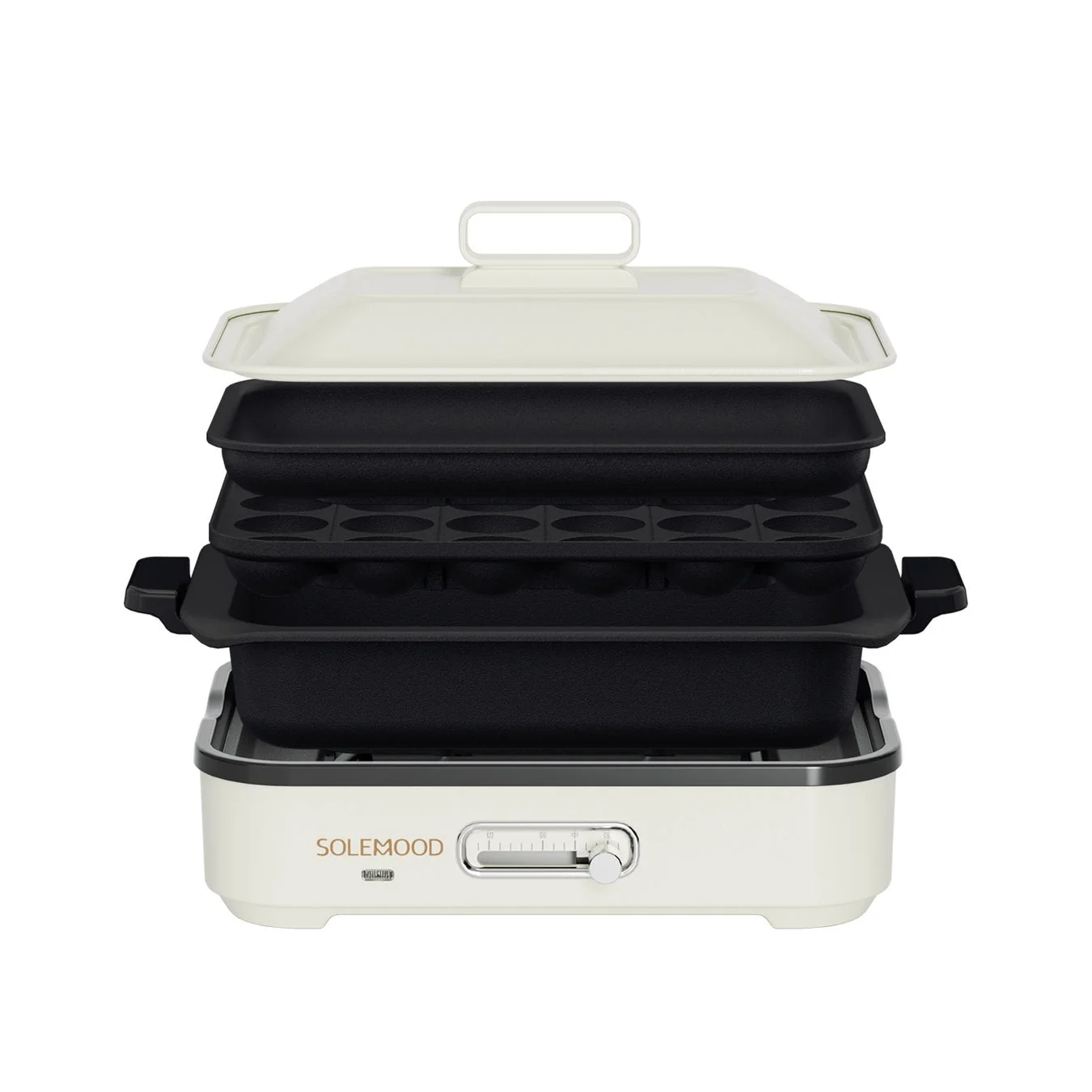 クリーム色の多機能ホットプレート