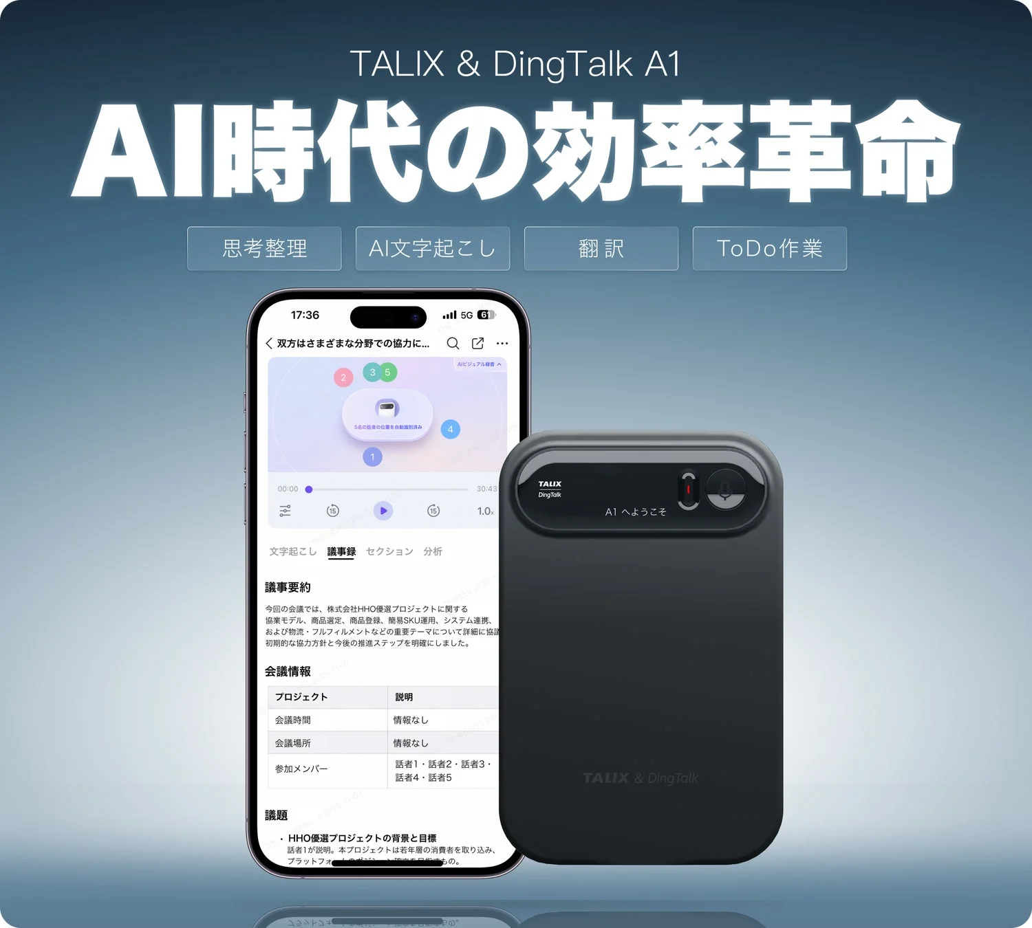 【本日予約開始】最大11,000円OFF!AIボイスレコーダー「TALIX & DingTalk A1」が日本上陸、議事録作成を革新