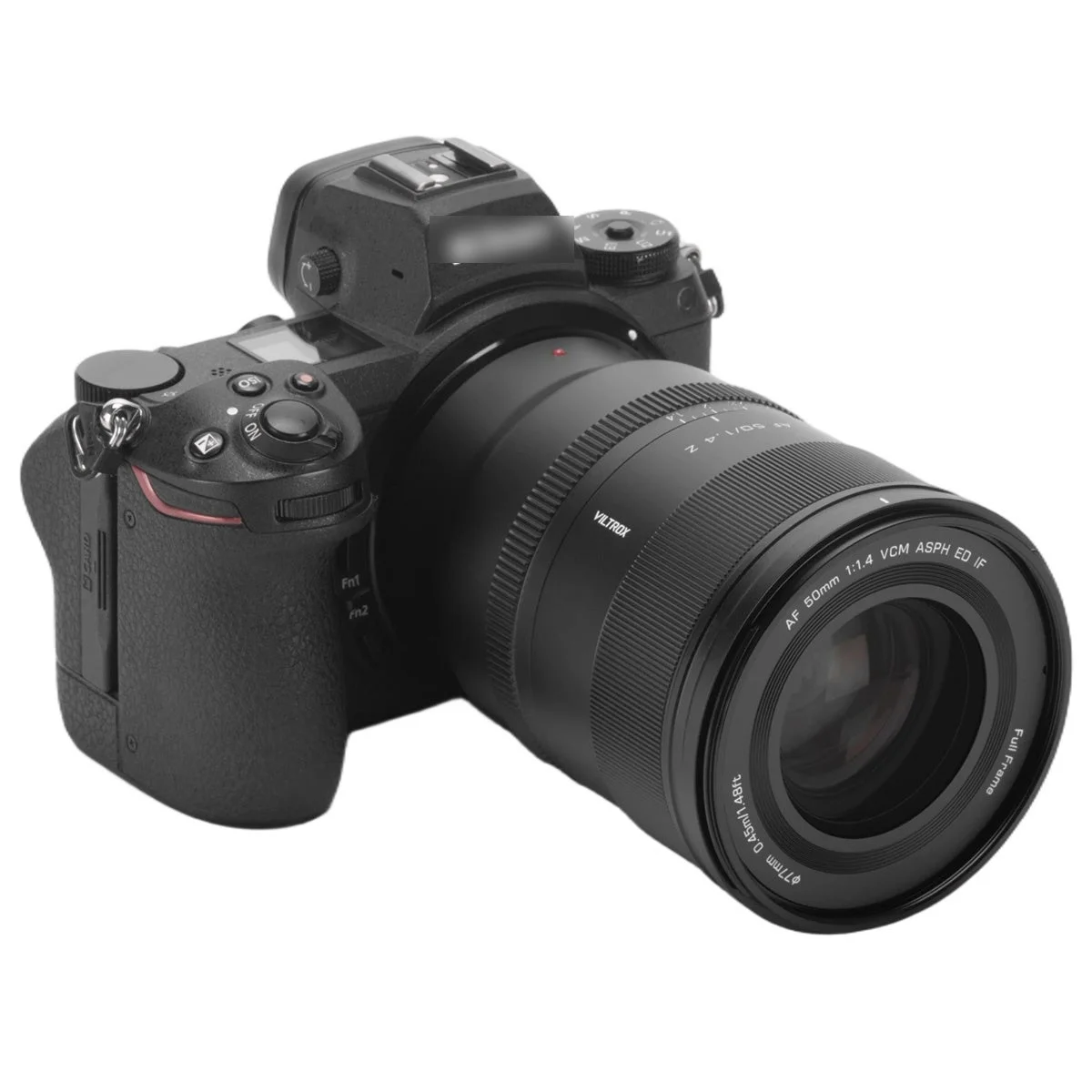 カメラに装着されたViltrox AF 50mm F1.4 Z