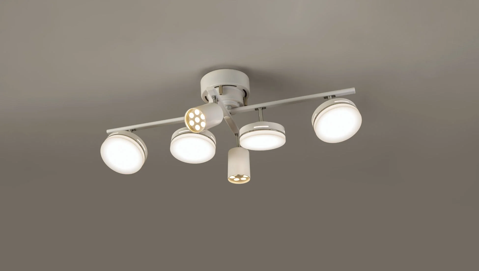 白い天井に取り付けられたモダンなシーリングライト