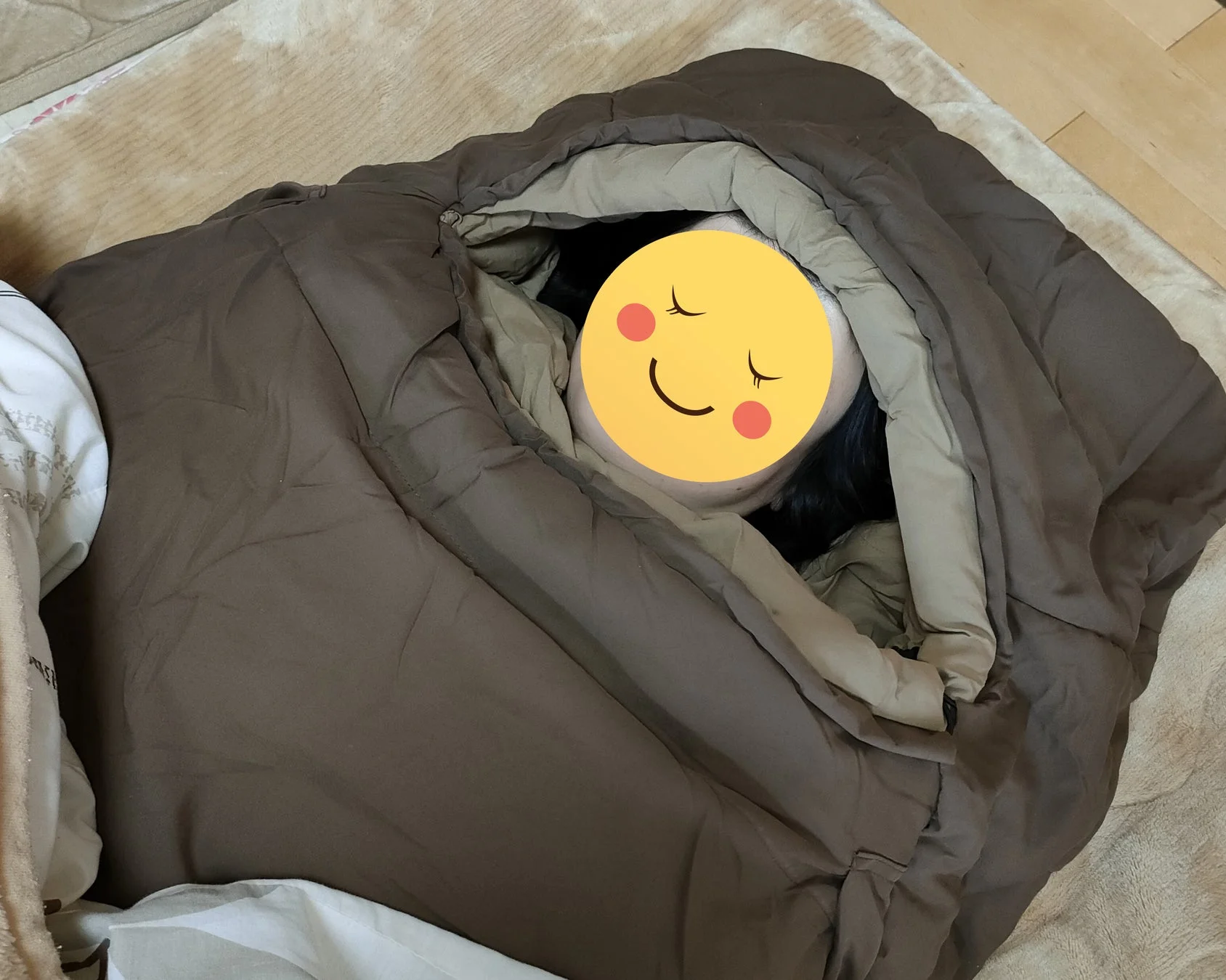 モニターさんがかぶるんを使用して眠っている様子