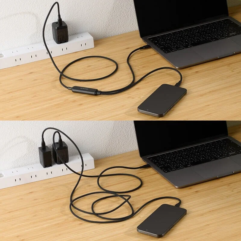 1つの充電器で複数のデバイスを充電する様子
