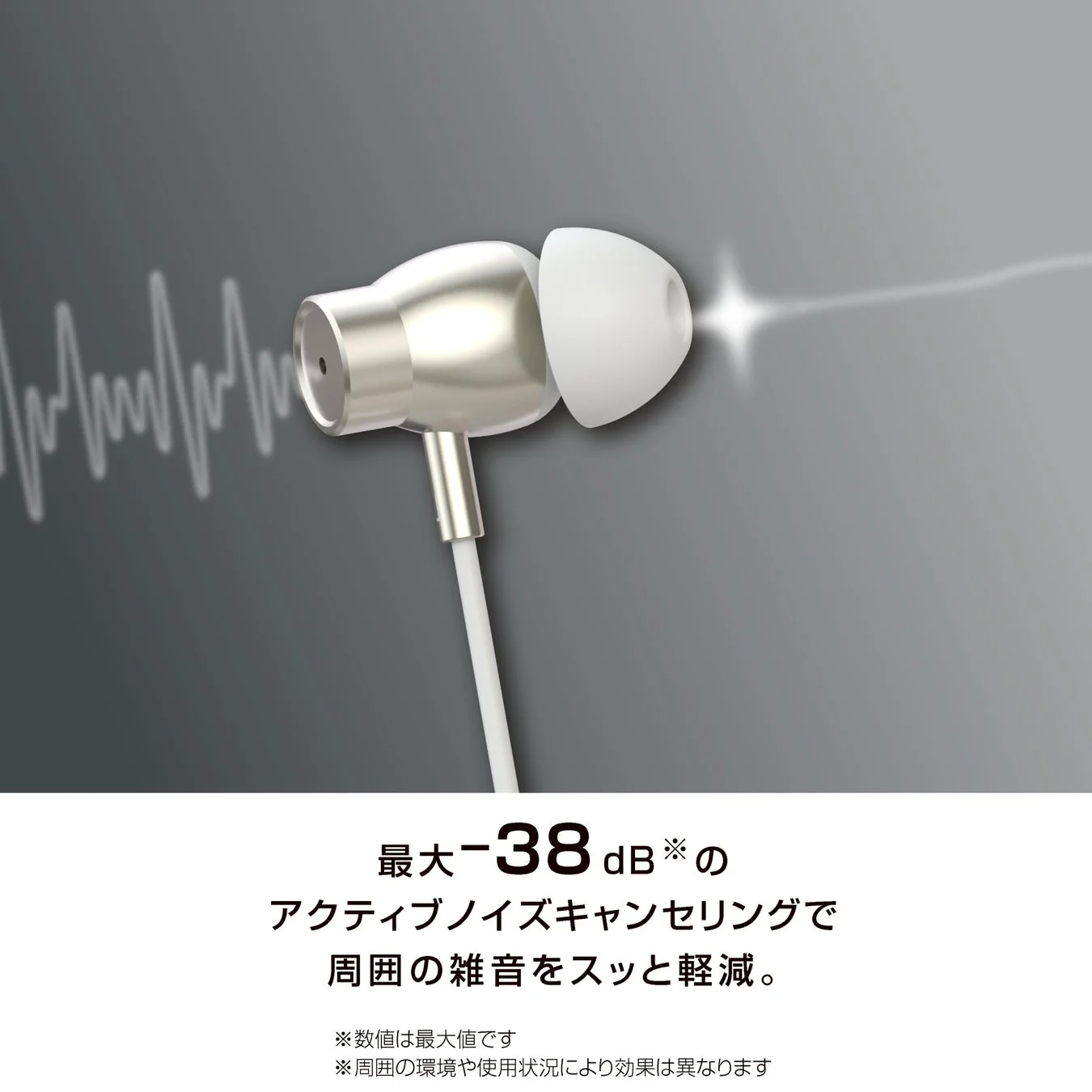 最大-38dBのアクティブノイズキャンセリングで周囲の雑音をスッと軽減。
