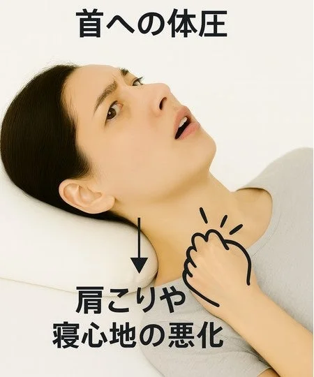 首への体圧肩こりや寝心地の悪化