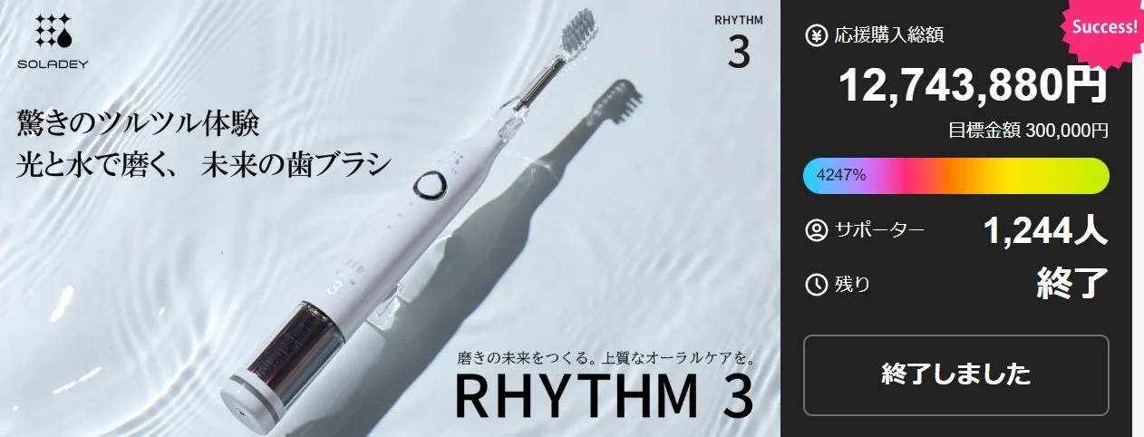 「SOLADEY RHYTHM 3」のクラウドファンディング実績