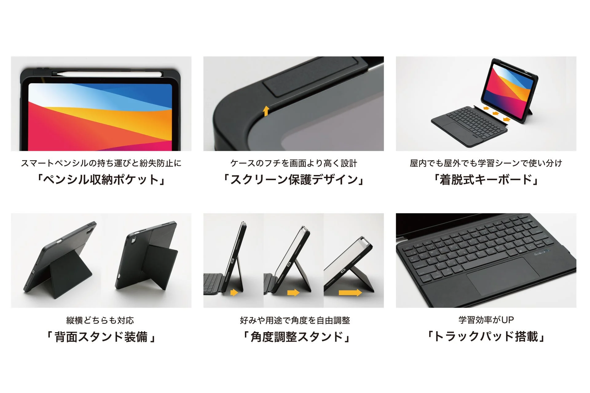 タブレット用キーボード付きケースの多機能性