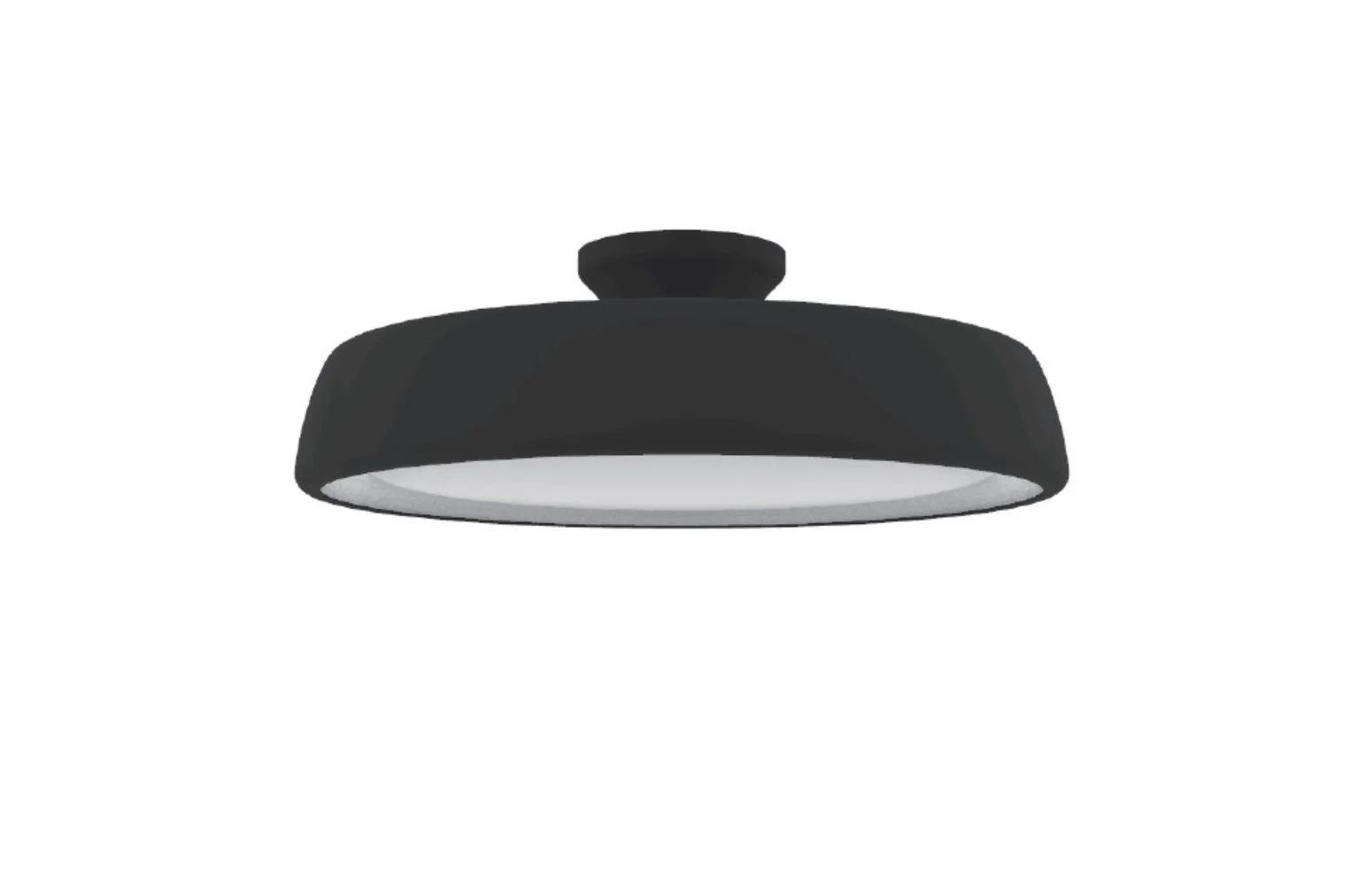 白い背景に、黒い円盤状のシンプルなシーリングライト