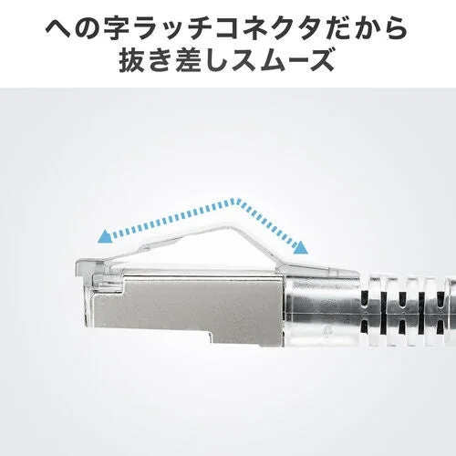 「へ」の字型のラッチを採用したLANケーブルのコネクタ部分