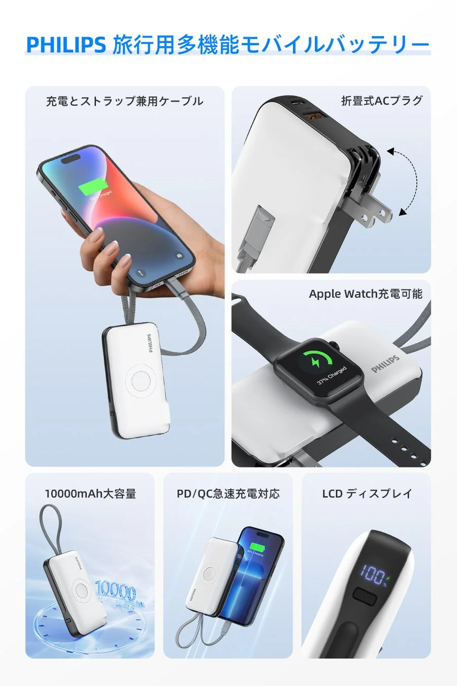 Philips製モバイルバッテリーの機能紹介