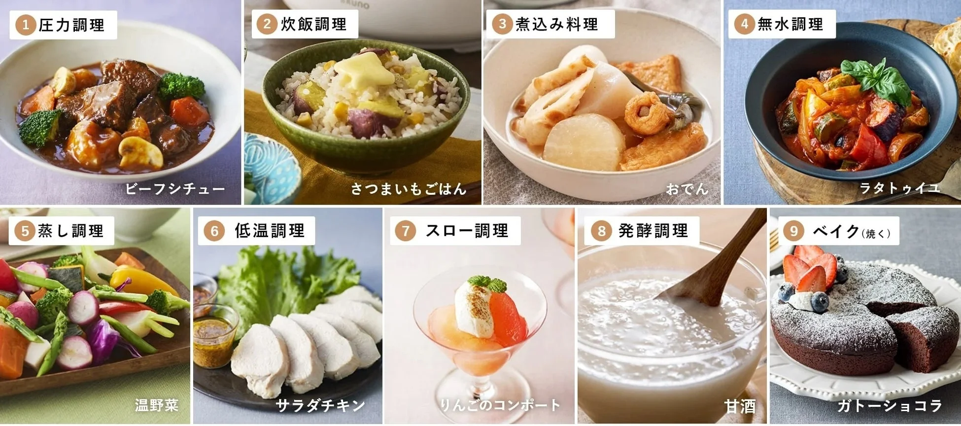 9種類の調理モード