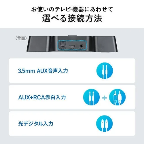 テレビやオーディオ機器に接続するための多様な音声入力方法