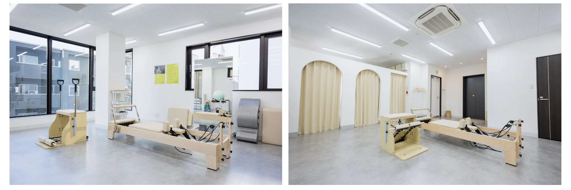 明るく清潔感のあるピラティススタジオ