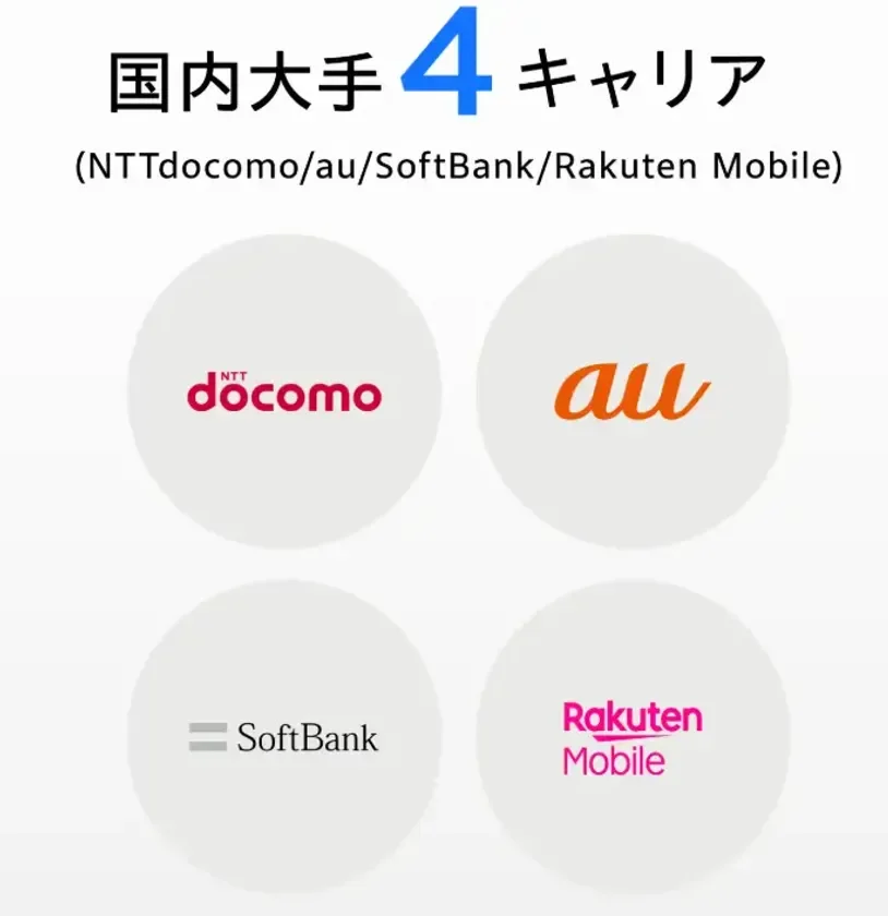 国内大手4キャリアに対応