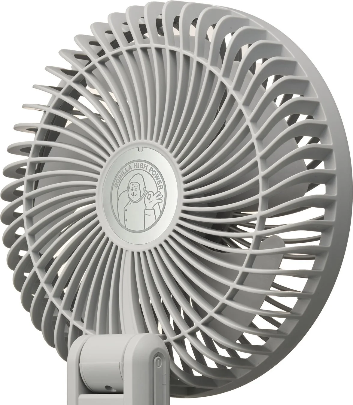 ポータブル扇風機に描かれたゴリラのロゴマーク