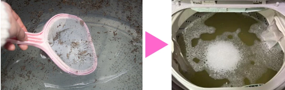 洗濯槽掃除の様子