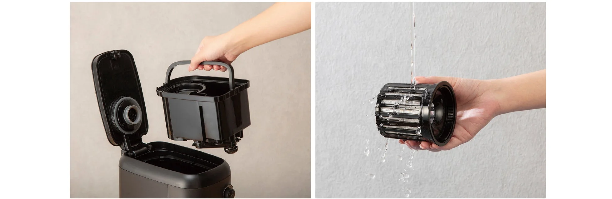 水タンクとフィルターの洗浄