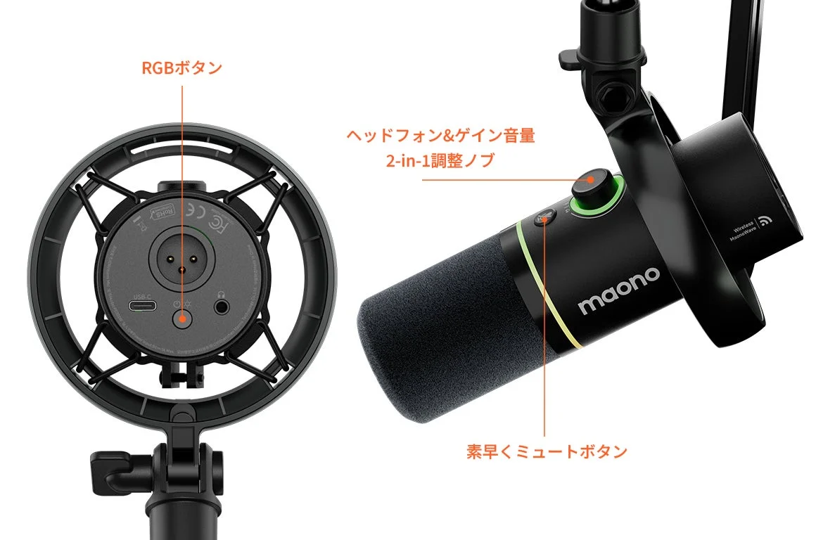 マイクの操作ボタン