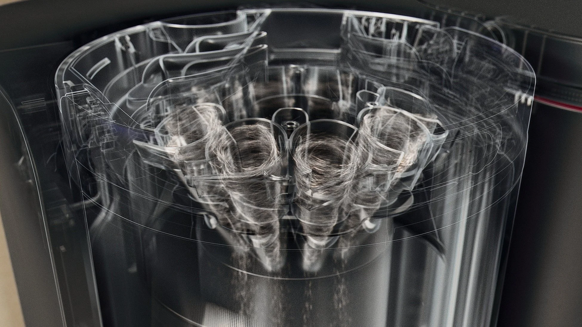 サイクロン式自動ゴミ収集ドックの内部