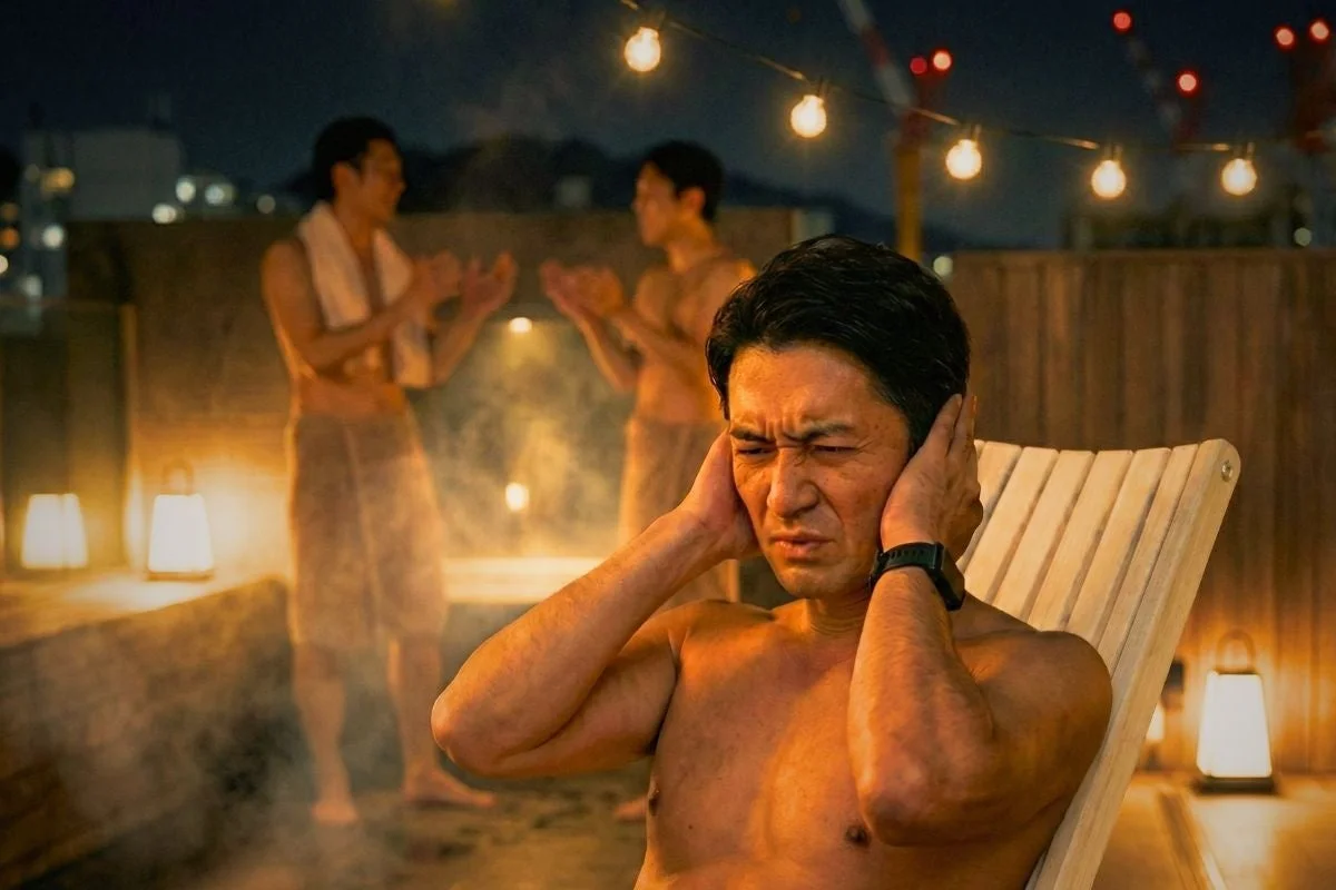 騒音に困惑する男性