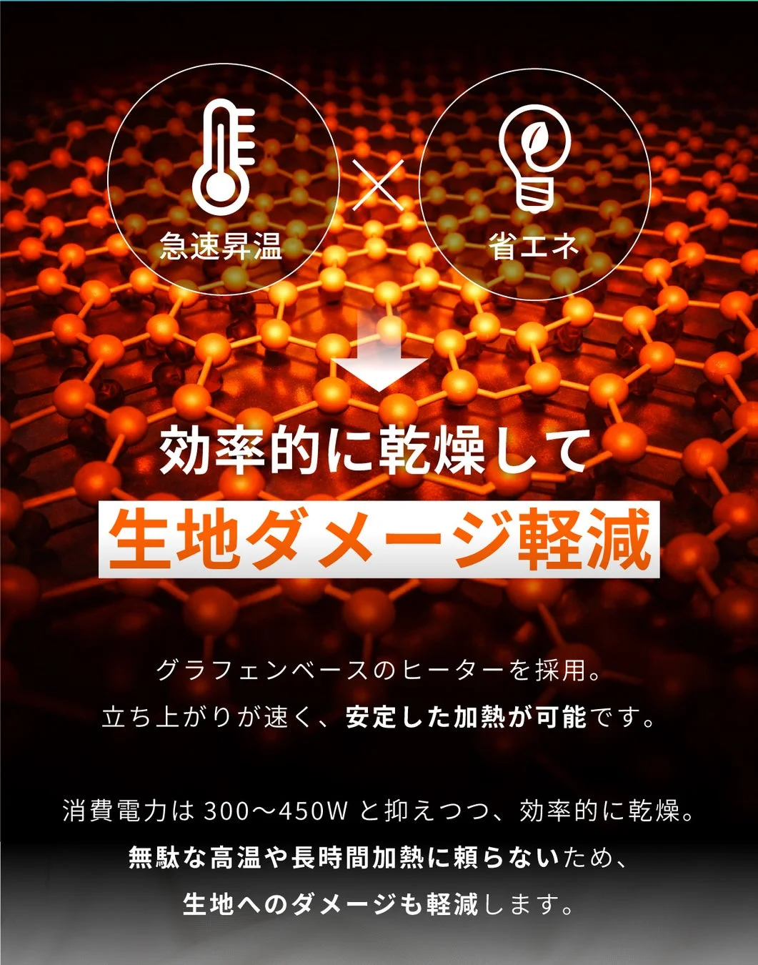 急速昇温 省エネ 効率的に乾燥して 生地ダメージ軽減