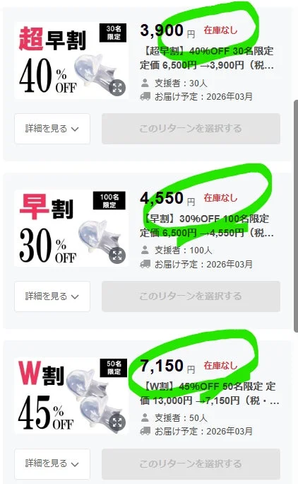 クラウドファンディングの割引プラン