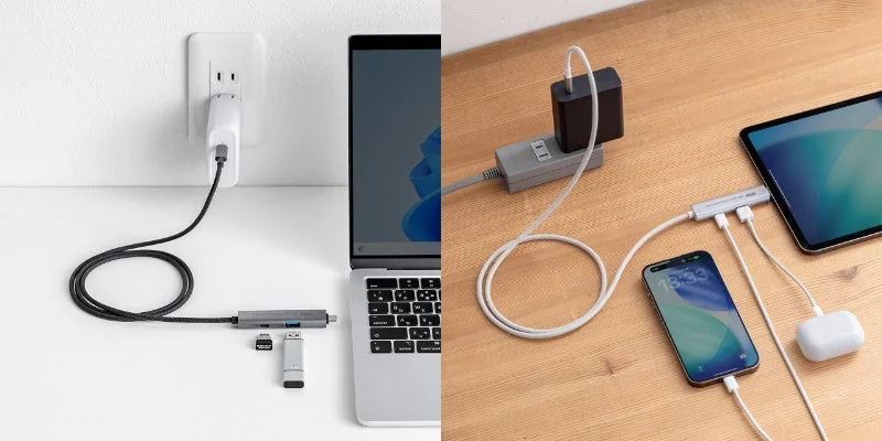 サンワダイレクト、USBハブ付き充電ケーブルの新モデルを発売！USB AとType-Cポート増設でこれ1本がさらに便利に
