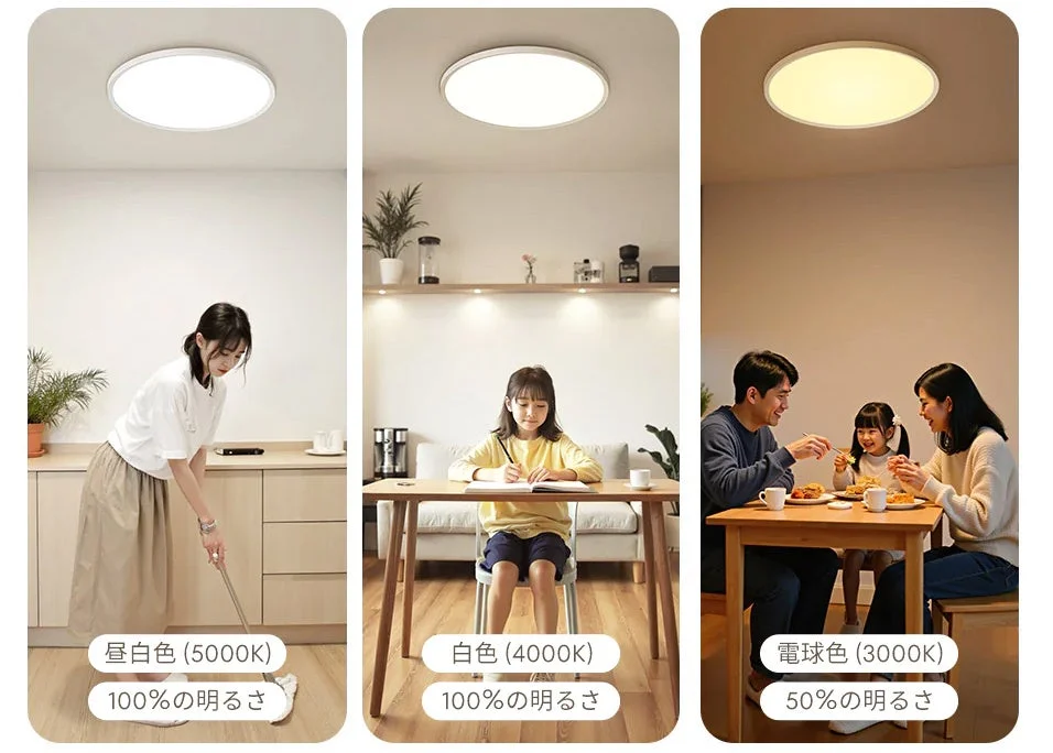 シーリングライトの色温度と明るさ調整機能
