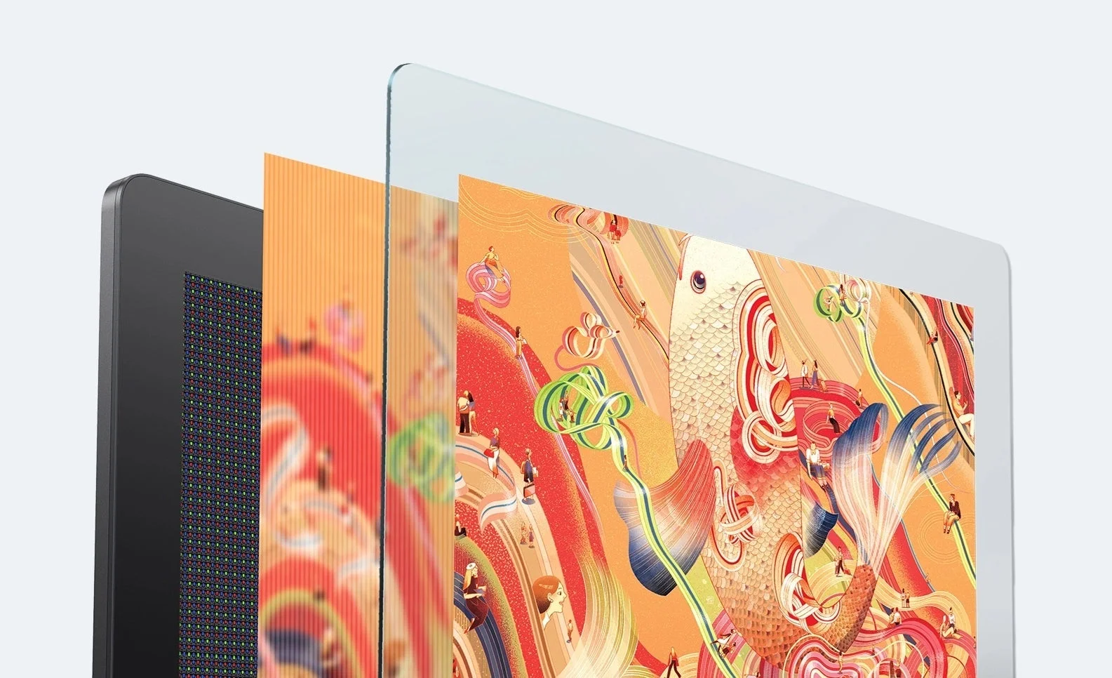 ディスプレイの内部構造が層状に分解