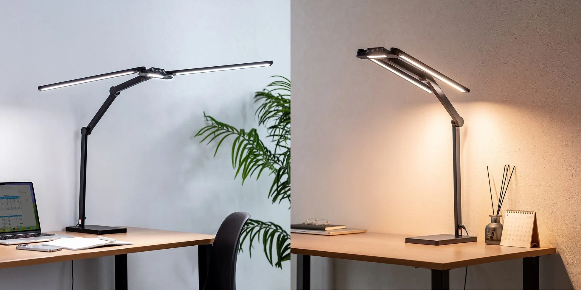 デスク全体を明るく照らす！幅95cm＆多関節のLEDデスクライトが新発売