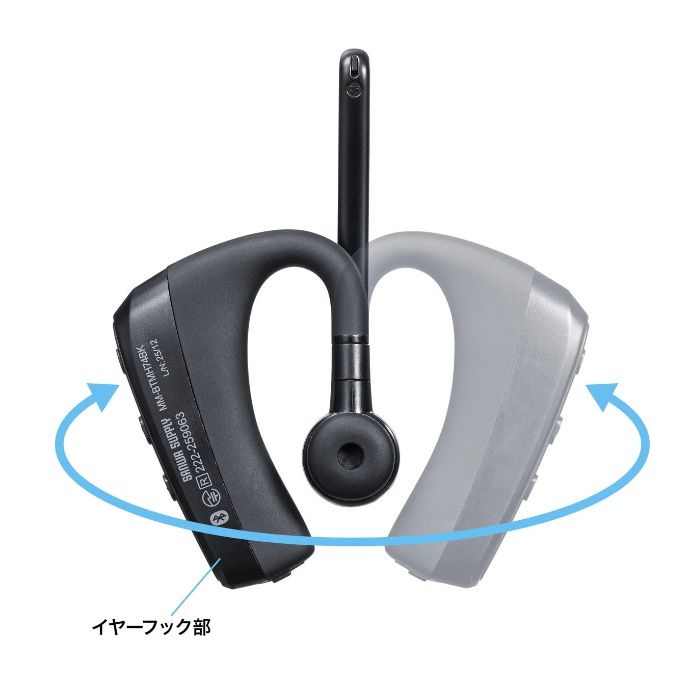 左右どちらの耳にも対応するマイク