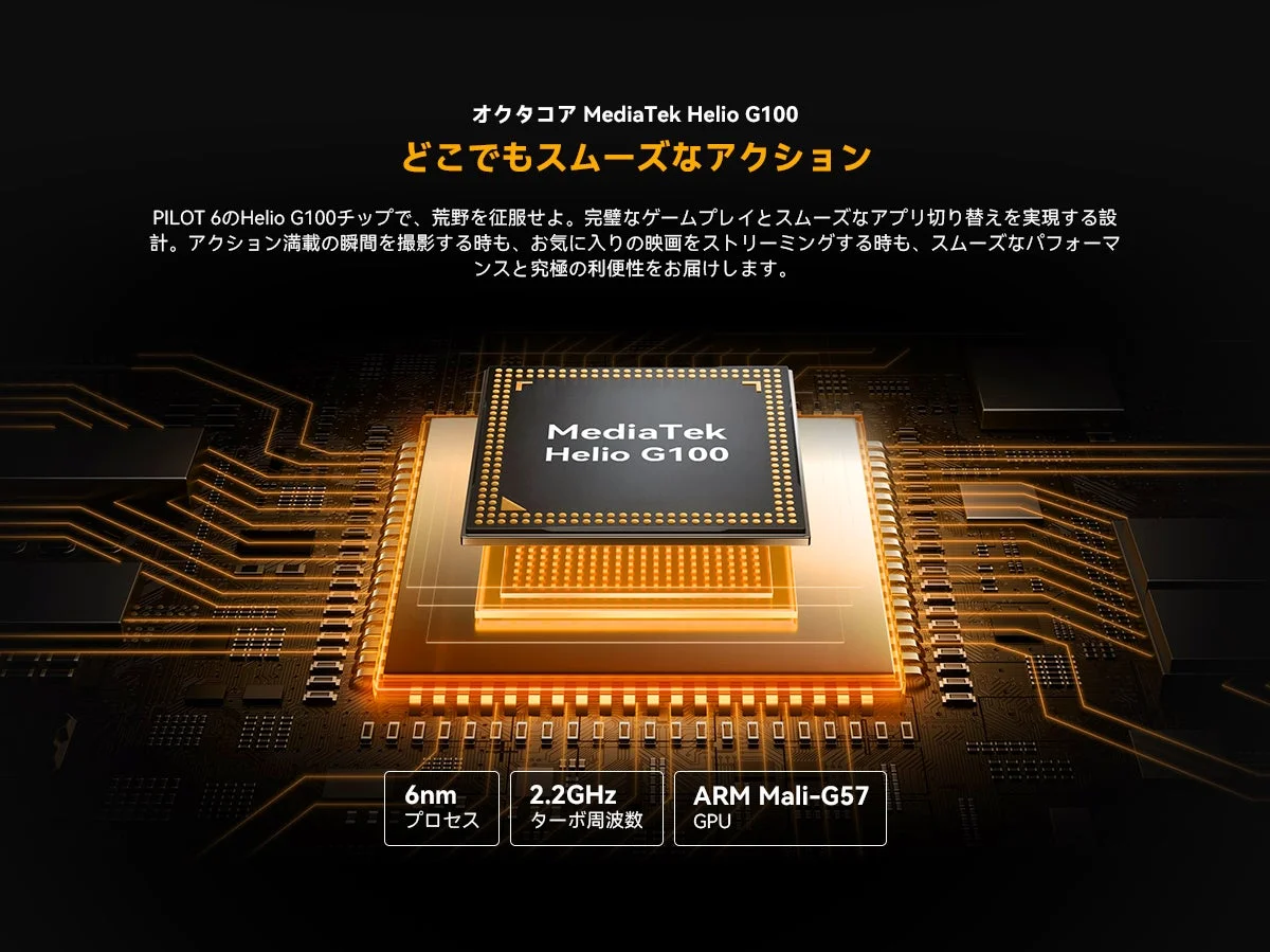 オクタコア MediaTek Helio G100 どこでもスムーズなアクション