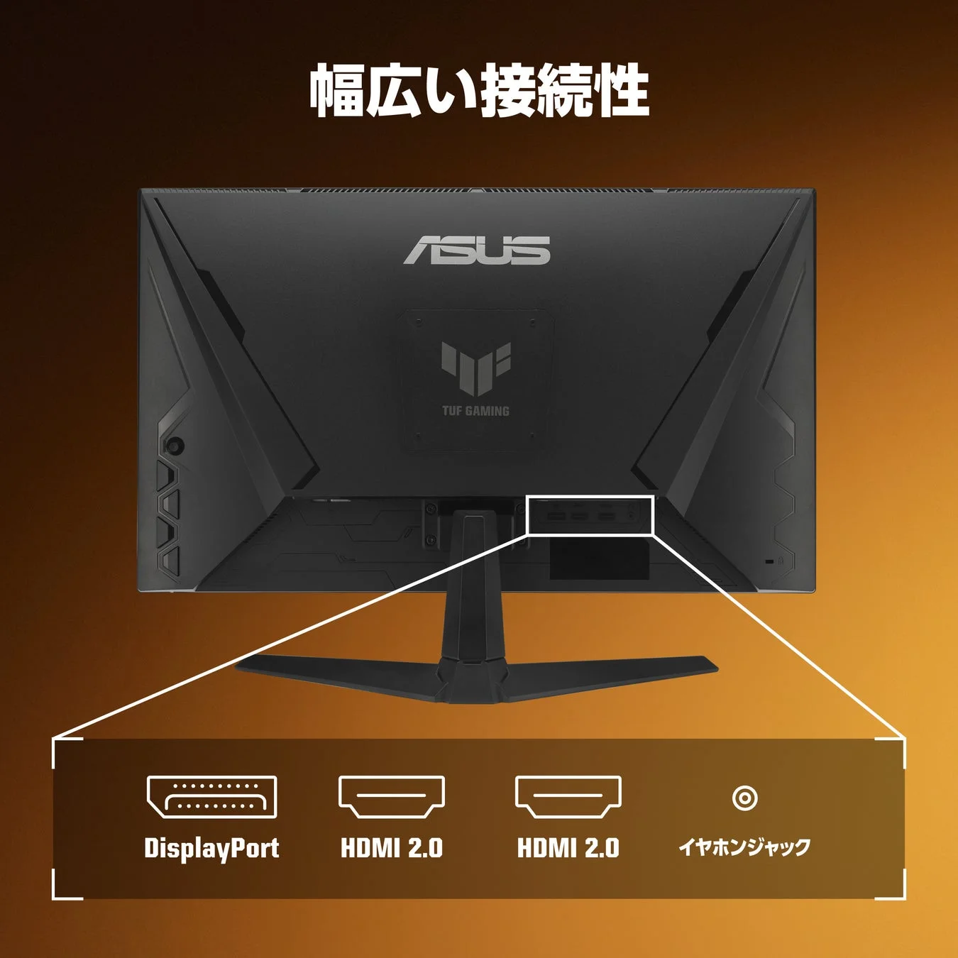 ASUS TUF GAMINGモニターの接続ポート