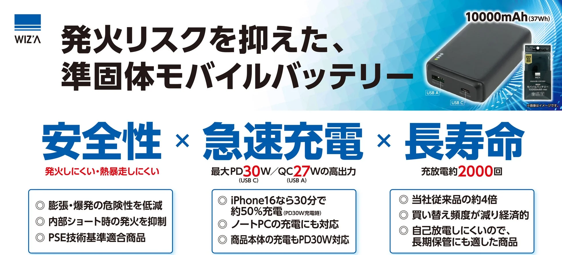 安全性と長寿命を両立！発火リスクを低減する「準固体電池」採用の次世代モバイルバッテリーが新登場