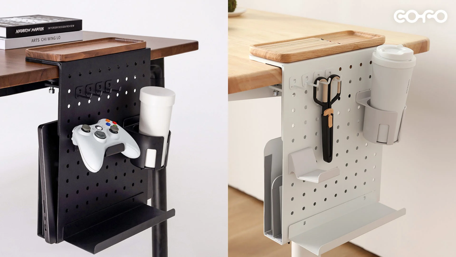 デスクオーガナイザー、ペグボード、収納、デスク周り、オフィス用品、ゲームコントローラー、マグカップ、文具、GOGO、インテリア、整理整頓、クランプ式