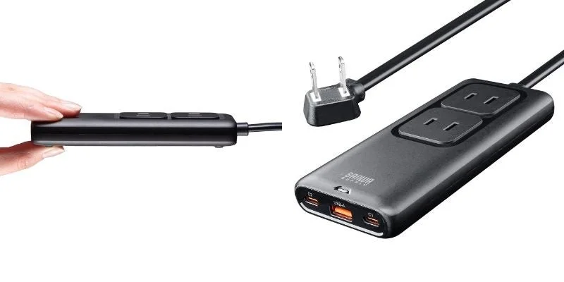 【新発売】厚さ18mmでノートPCも急速充電！5台同時OKの超薄型電源タップが登場